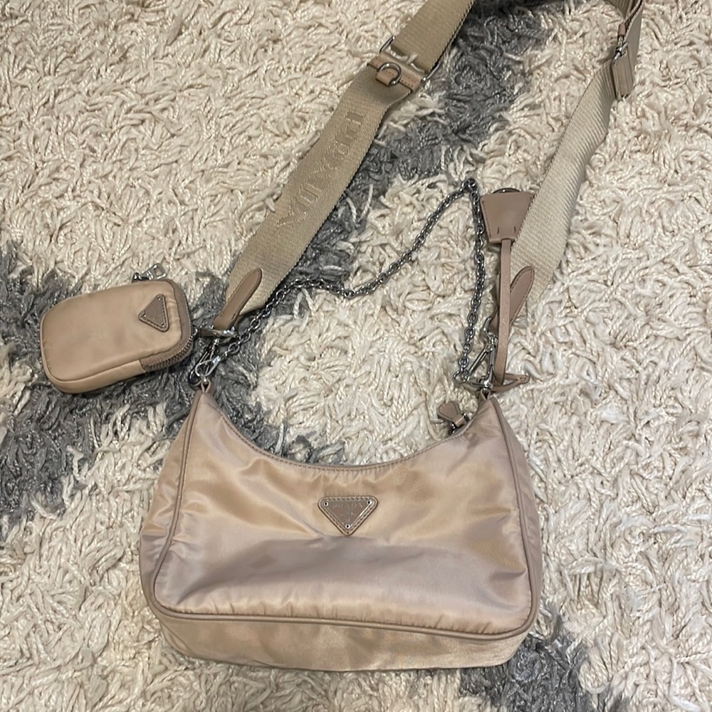 Prada Re-edition Nylon Bag Nude